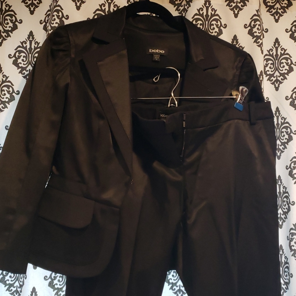 bebe satin suit set